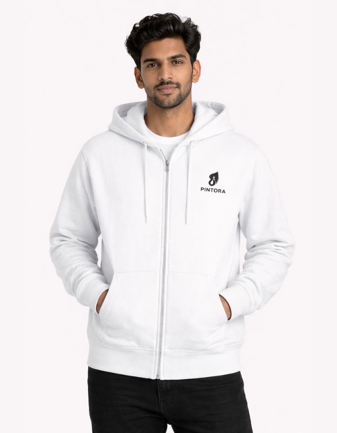 White Jacket Zip Hoodie